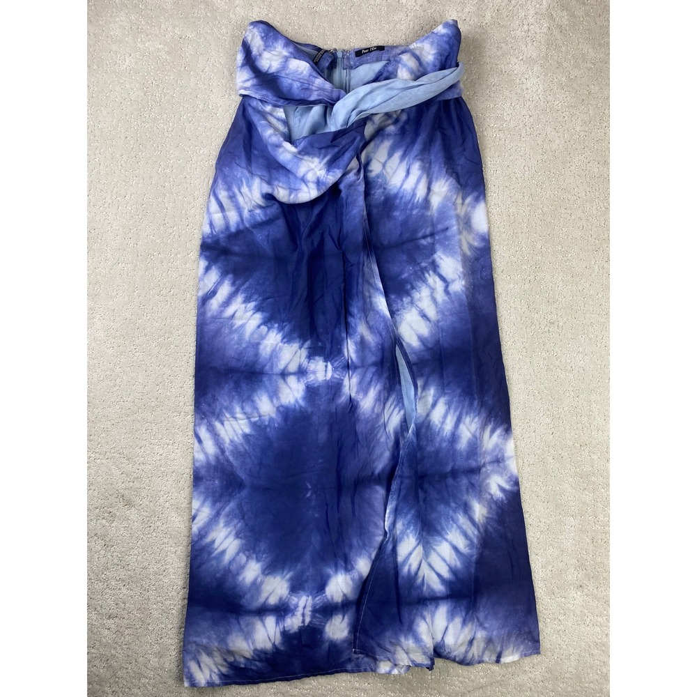 Scotch & Soda Maison Scotch Maxi Skirt Womens M Blue Tie Dye Lyocell Twist Front